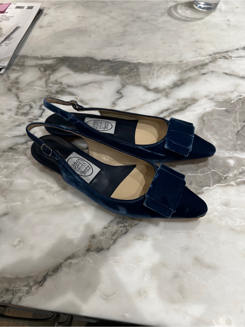 Emma hope Navy Velvet Slingback Flats